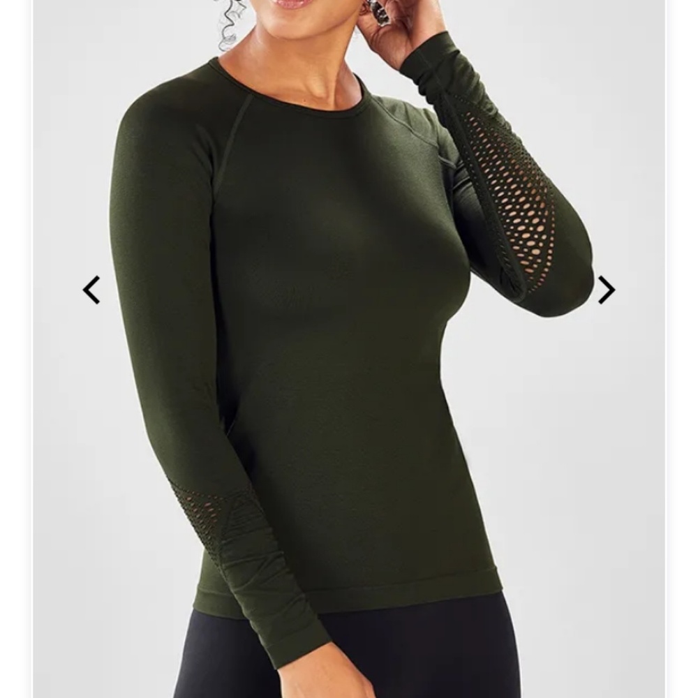 Seamless olive green fabletics workout top